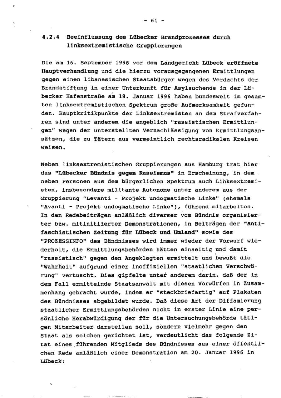 Seite 66 des Verfassungsschutzbericht 1996 Schleswig-Holstein