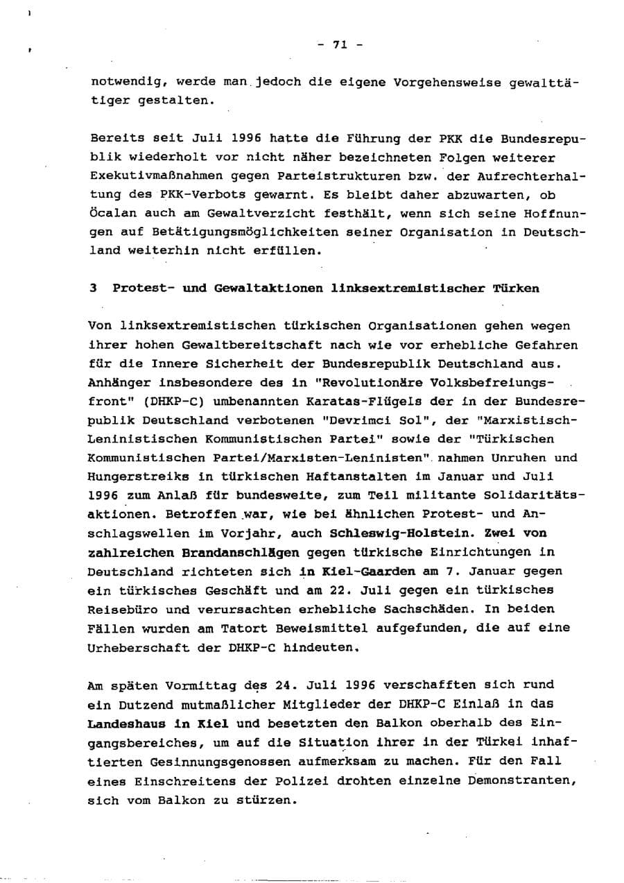 Seite 76 des Verfassungsschutzbericht 1996 Schleswig-Holstein
