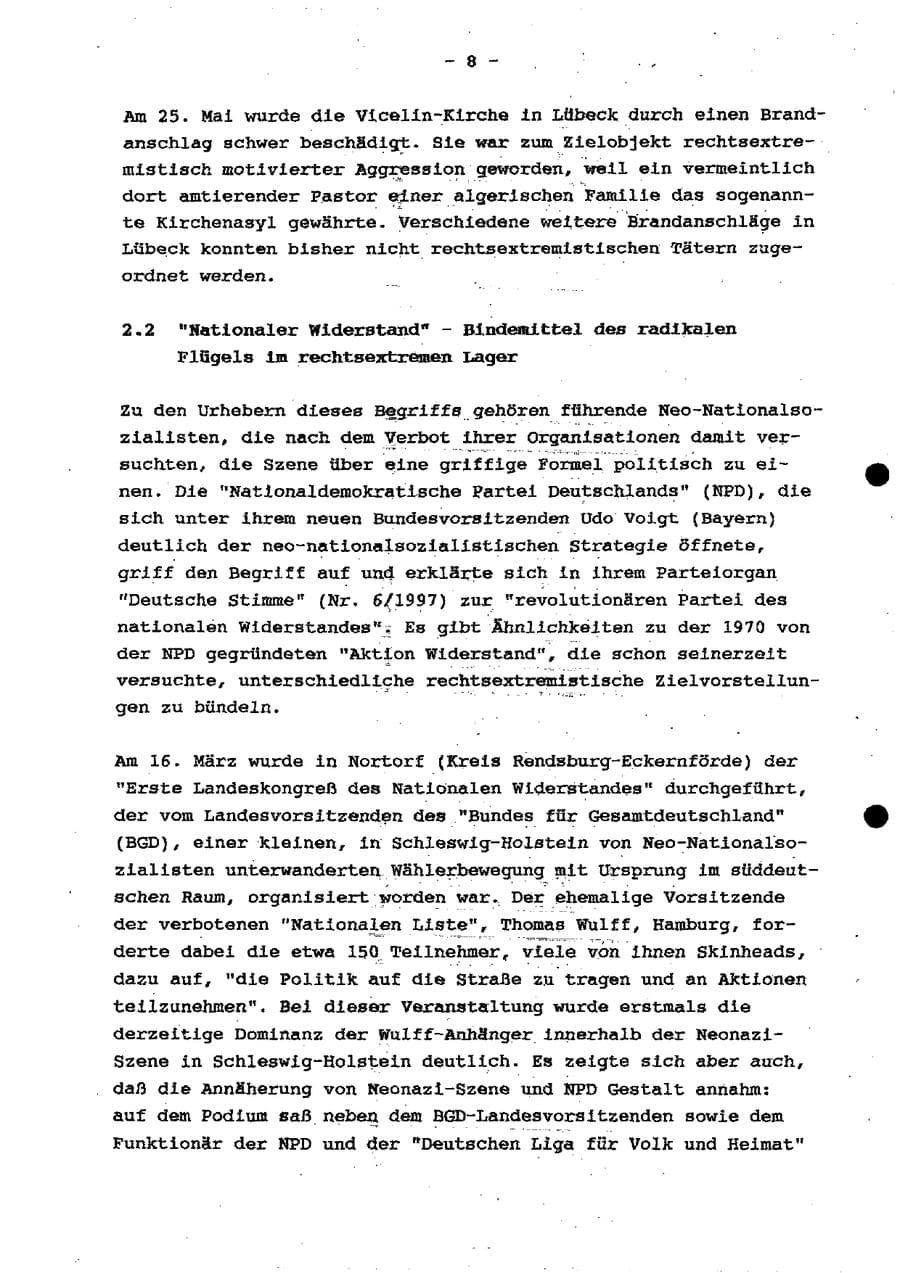 Seite 14 des Verfassungsschutzbericht 1997 Schleswig-Holstein