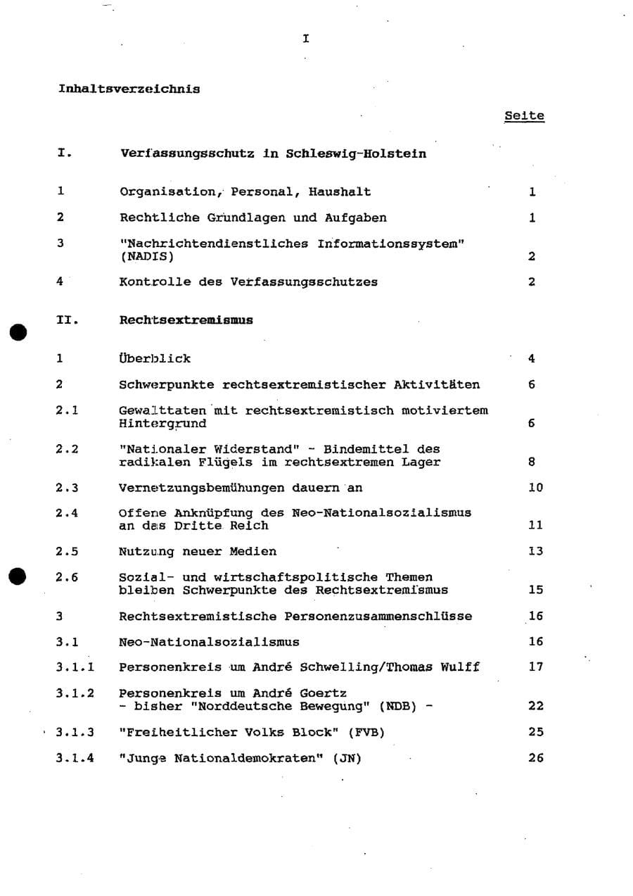 Seite 3 des Verfassungsschutzbericht 1997 Schleswig-Holstein
