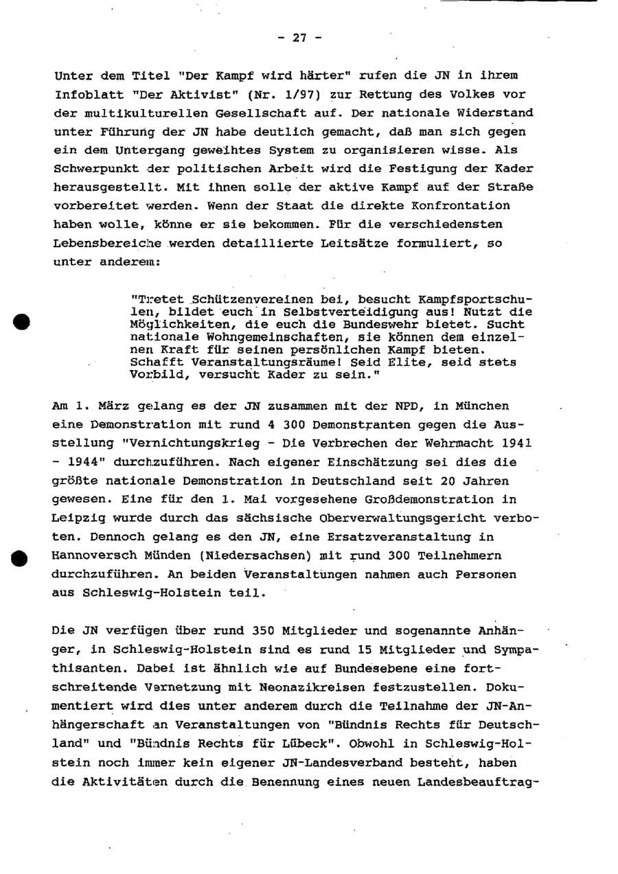 Seite 33 des Verfassungsschutzbericht 1997 Schleswig-Holstein