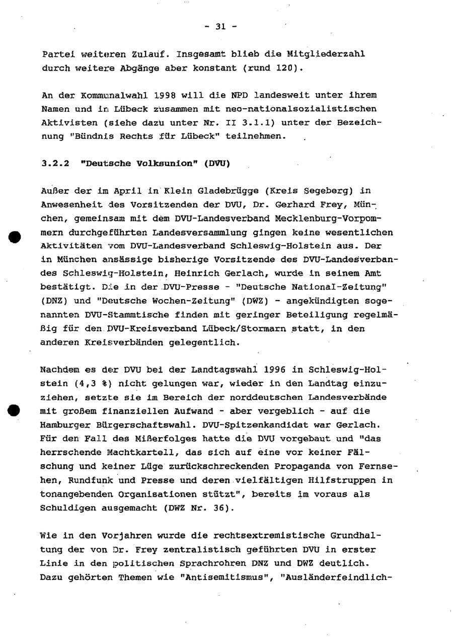 Seite 37 des Verfassungsschutzbericht 1997 Schleswig-Holstein