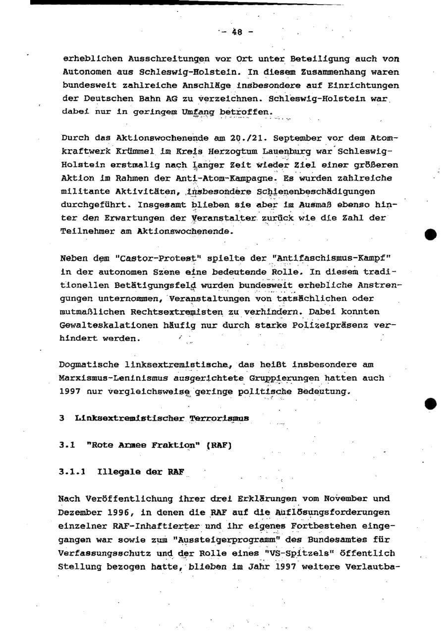 Seite 54 des Verfassungsschutzbericht 1997 Schleswig-Holstein