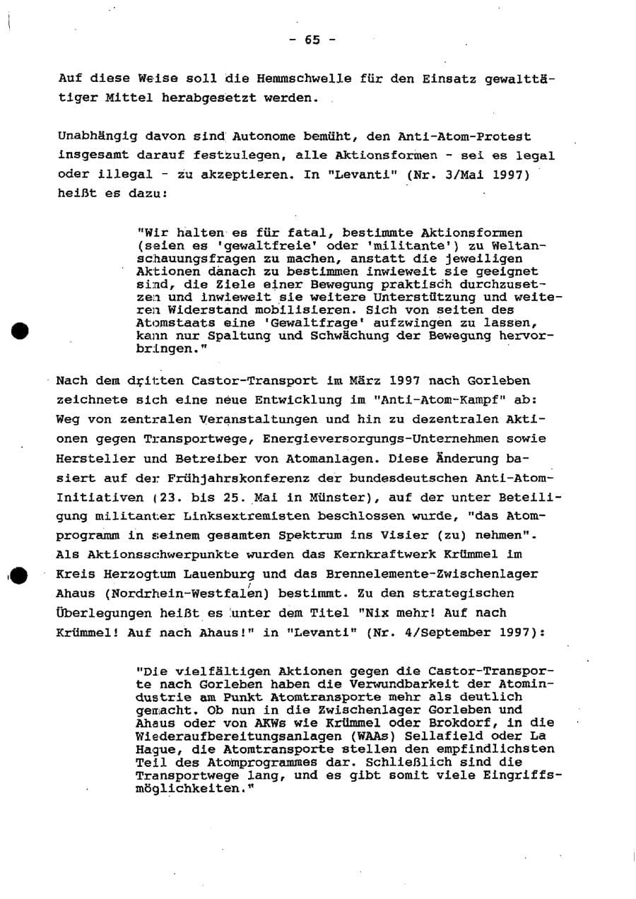 Seite 71 des Verfassungsschutzbericht 1997 Schleswig-Holstein