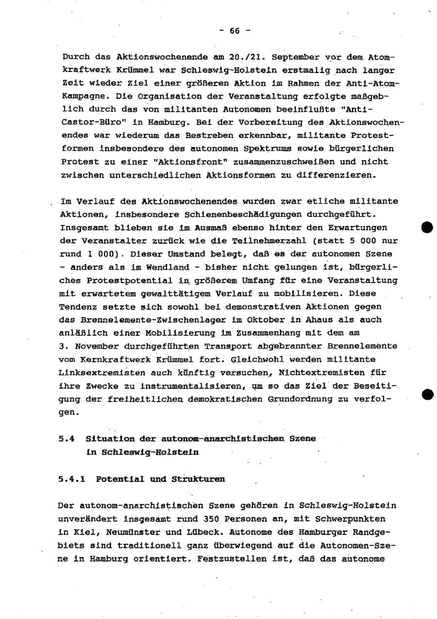 Seite 72 des Verfassungsschutzbericht 1997 Schleswig-Holstein