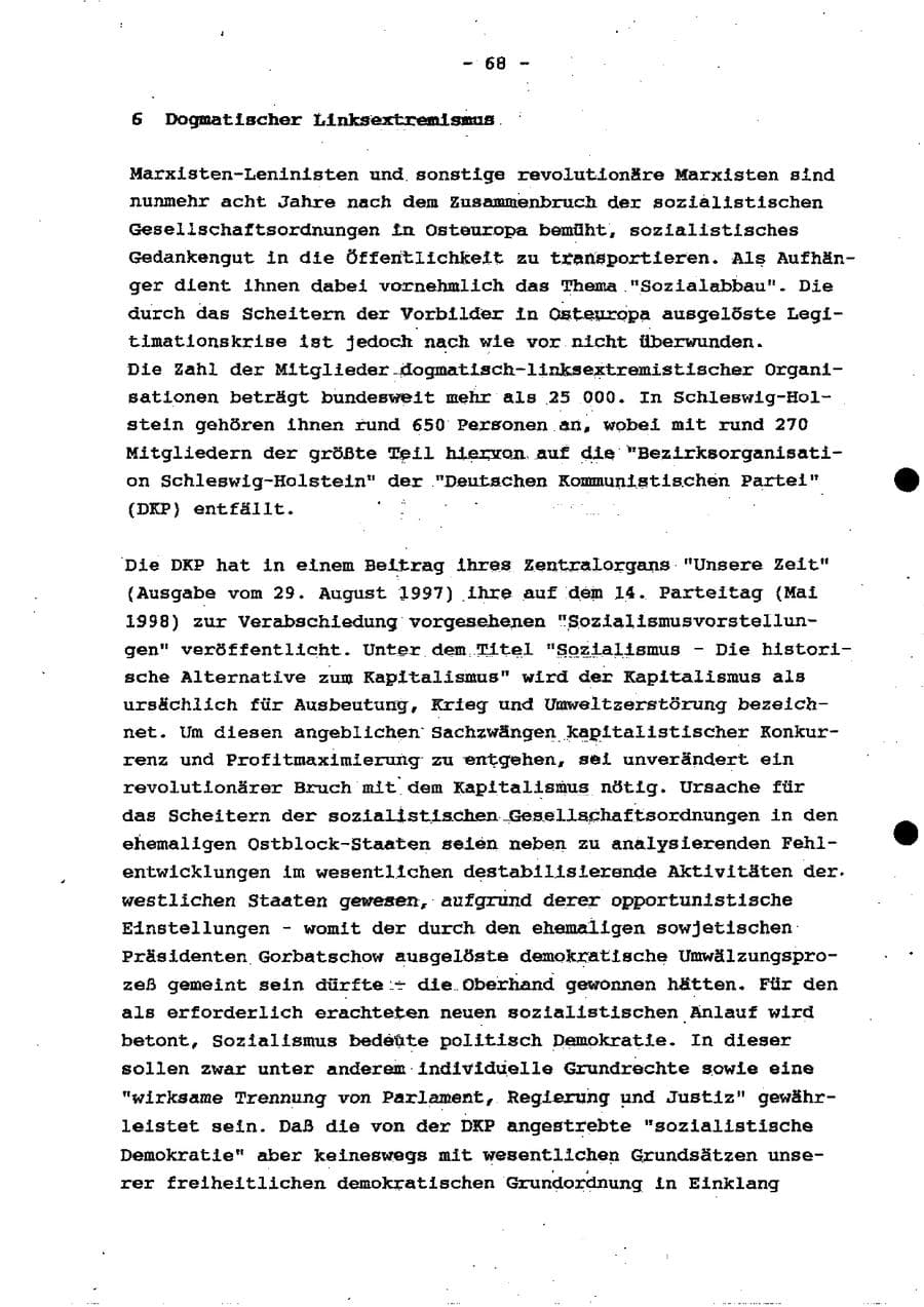 Seite 74 des Verfassungsschutzbericht 1997 Schleswig-Holstein