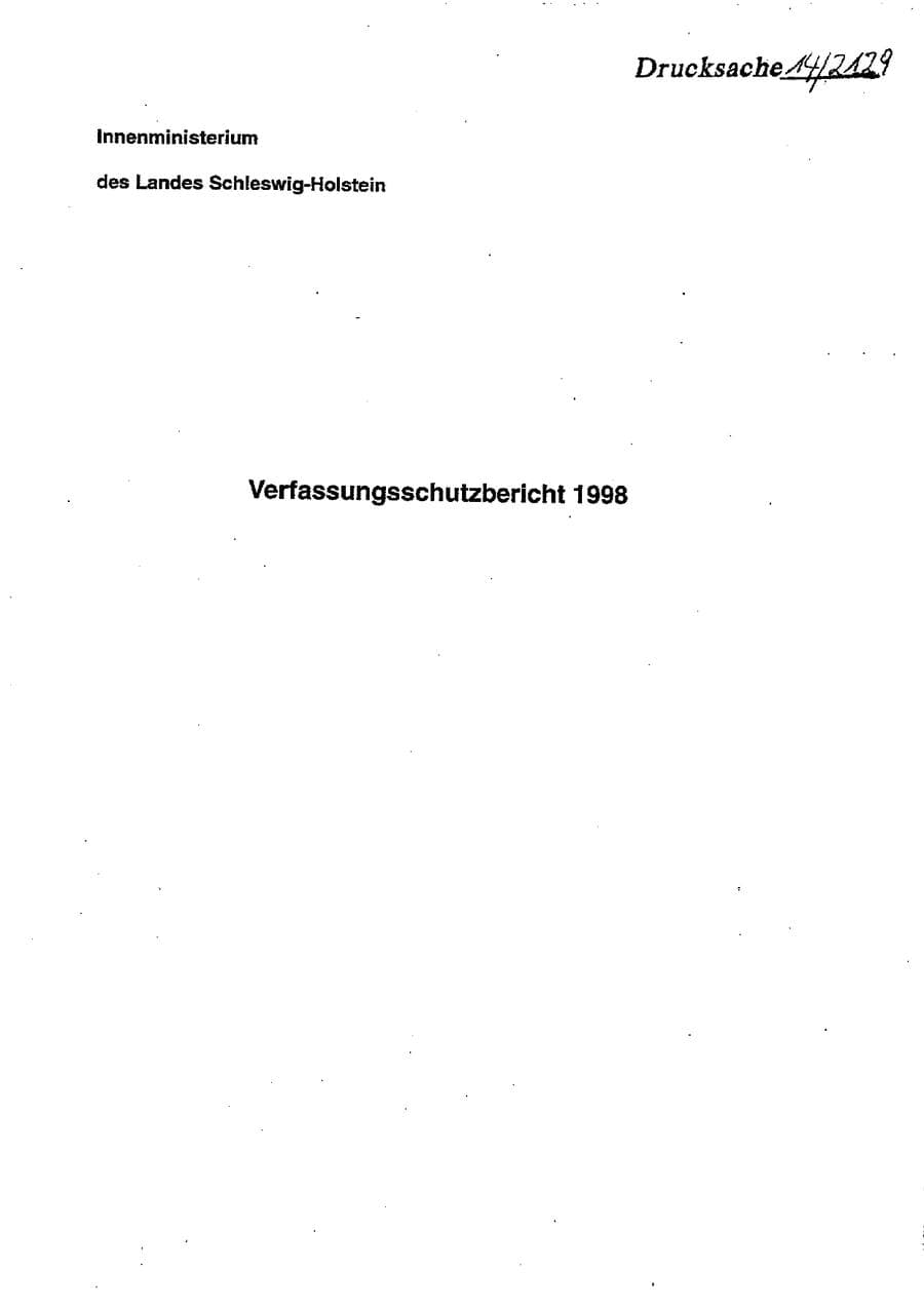 Seite 2 des Verfassungsschutzbericht 1998 Schleswig-Holstein