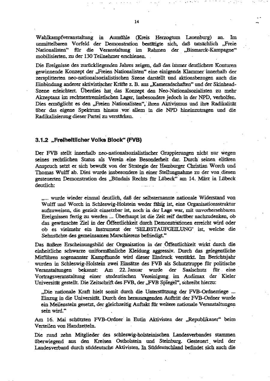 Seite 18 des Verfassungsschutzbericht 1998 Schleswig-Holstein