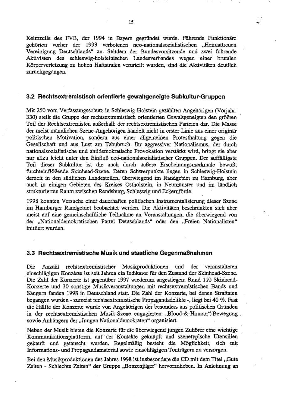 Seite 19 des Verfassungsschutzbericht 1998 Schleswig-Holstein