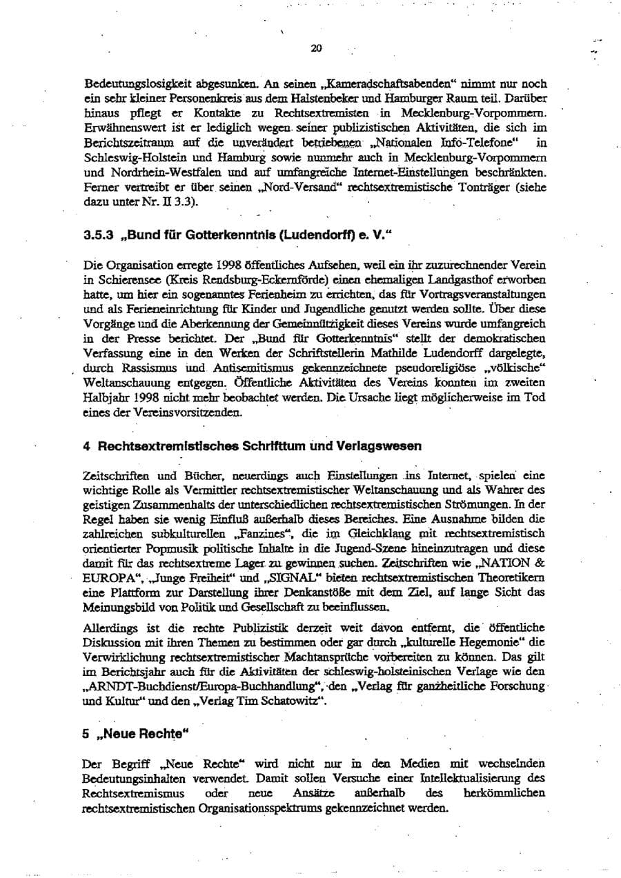 Seite 24 des Verfassungsschutzbericht 1998 Schleswig-Holstein
