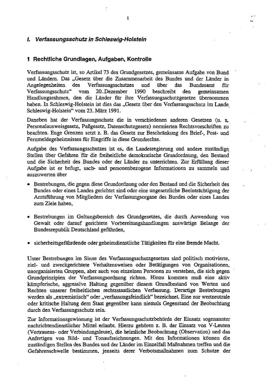 Seite 5 des Verfassungsschutzbericht 1998 Schleswig-Holstein