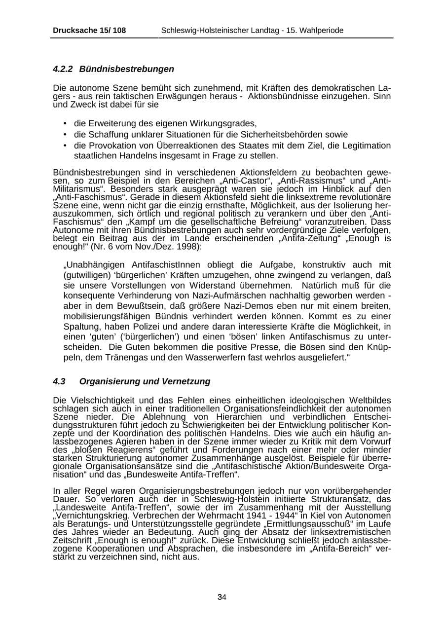 Seite 34 des Verfassungsschutzbericht 1999 Schleswig-Holstein