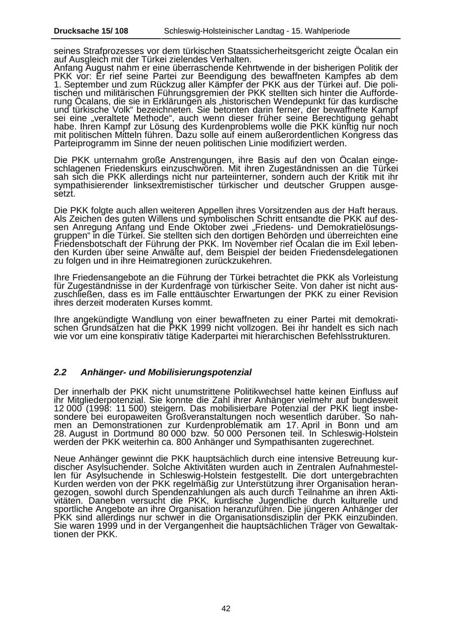 Seite 42 des Verfassungsschutzbericht 1999 Schleswig-Holstein