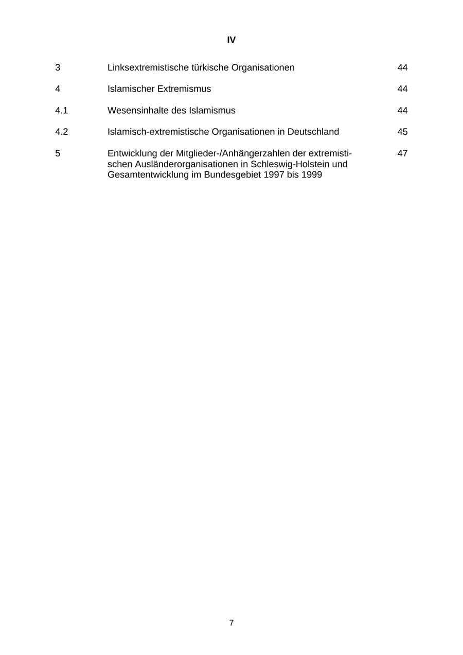 Seite 7 des Verfassungsschutzbericht 1999 Schleswig-Holstein