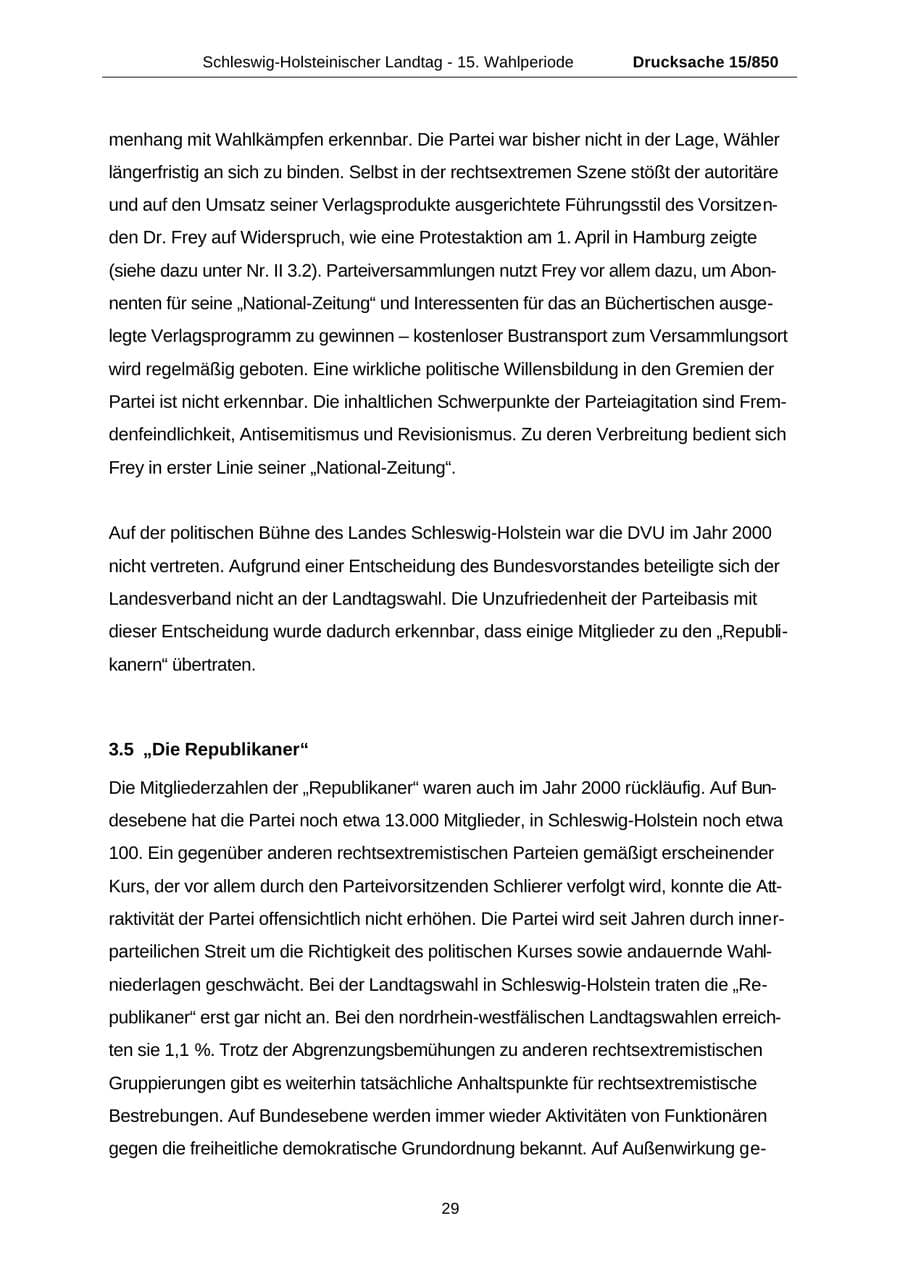 Seite 29 des Verfassungsschutzbericht 2000 Schleswig-Holstein