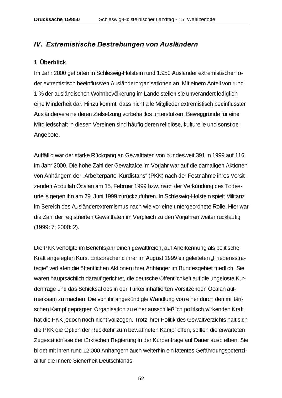Seite 52 des Verfassungsschutzbericht 2000 Schleswig-Holstein