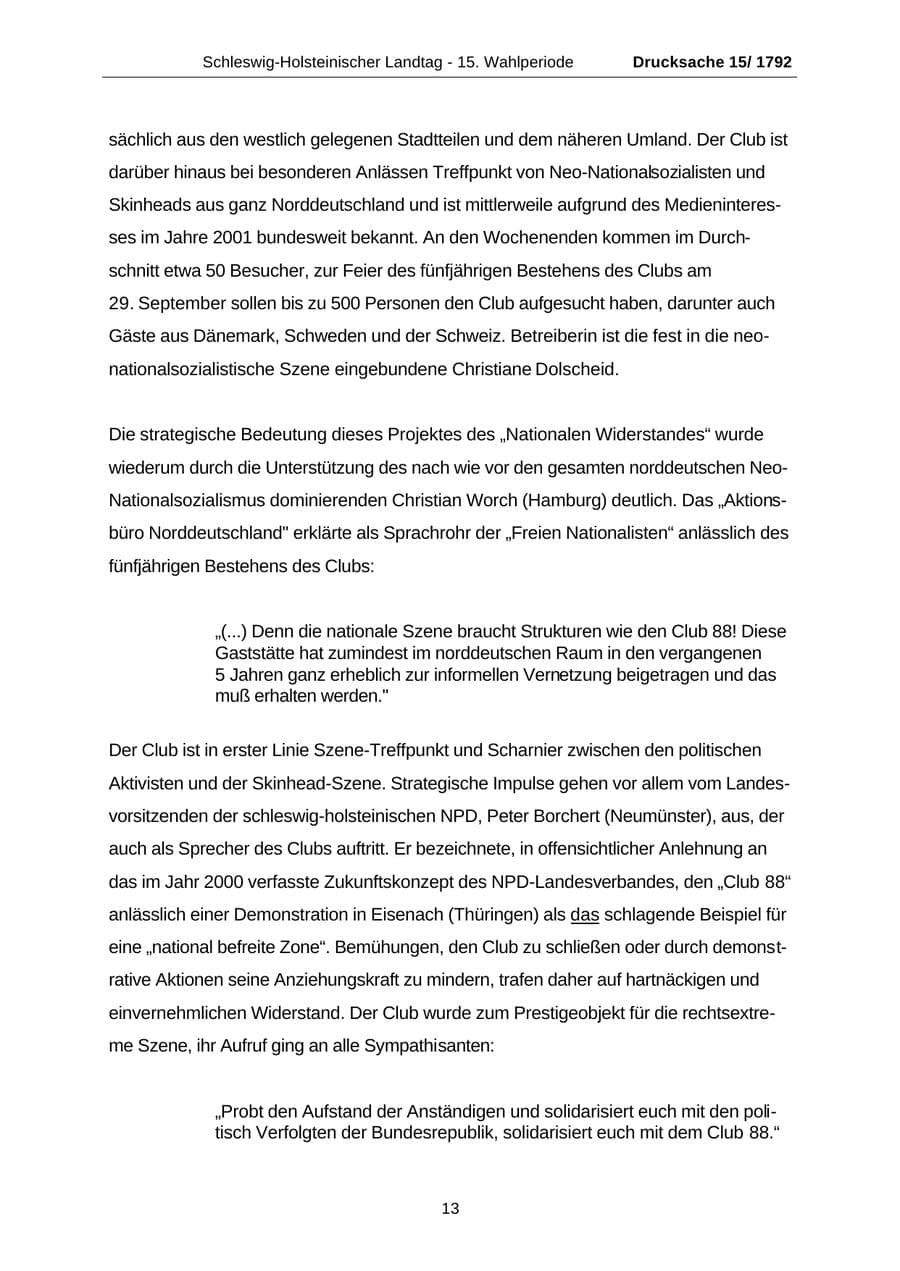 Seite 13 des Verfassungsschutzbericht 2001 Schleswig-Holstein