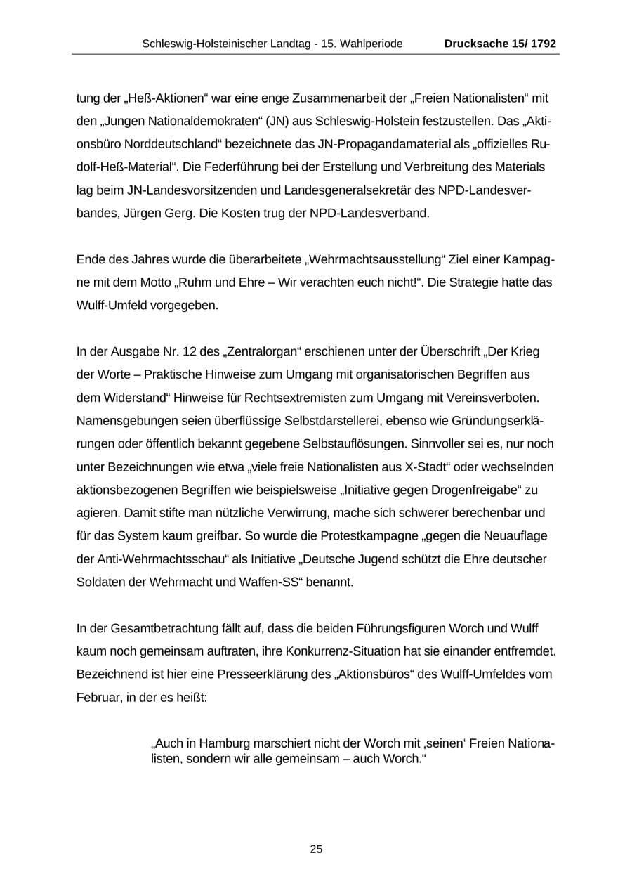 Seite 25 des Verfassungsschutzbericht 2001 Schleswig-Holstein