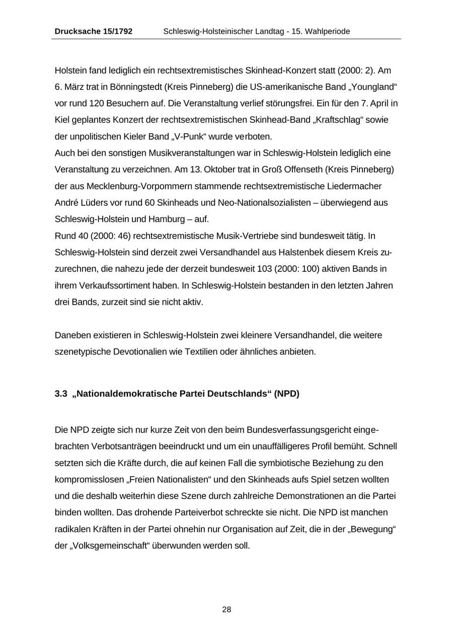 Seite 28 des Verfassungsschutzbericht 2001 Schleswig-Holstein