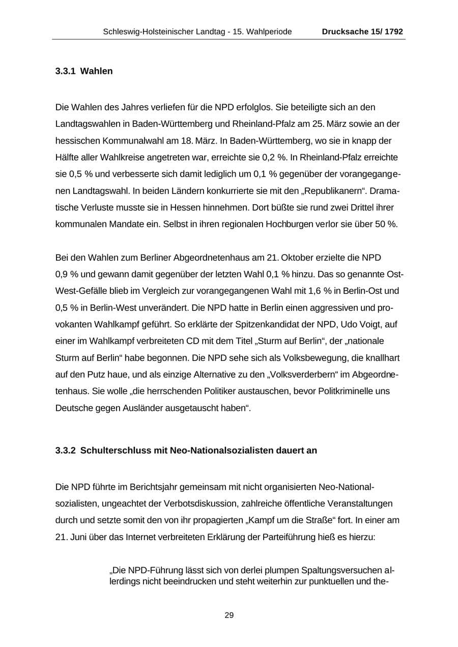 Seite 29 des Verfassungsschutzbericht 2001 Schleswig-Holstein