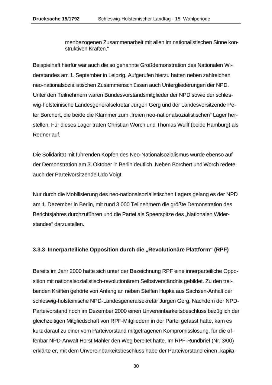 Seite 30 des Verfassungsschutzbericht 2001 Schleswig-Holstein