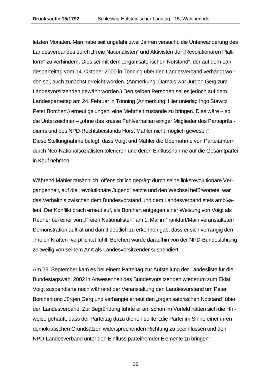 Seite 32 des Verfassungsschutzbericht 2001 Schleswig-Holstein