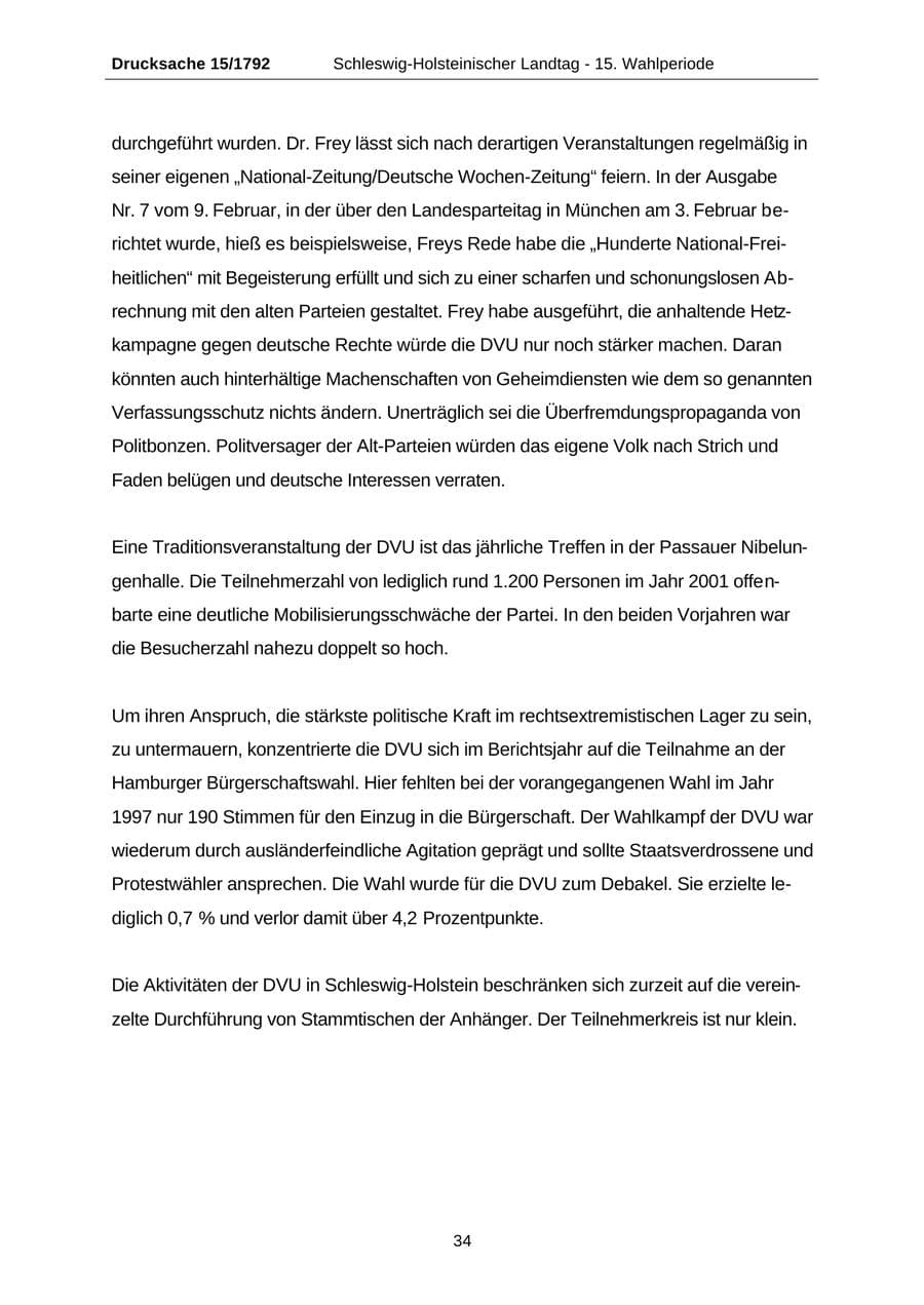 Seite 34 des Verfassungsschutzbericht 2001 Schleswig-Holstein