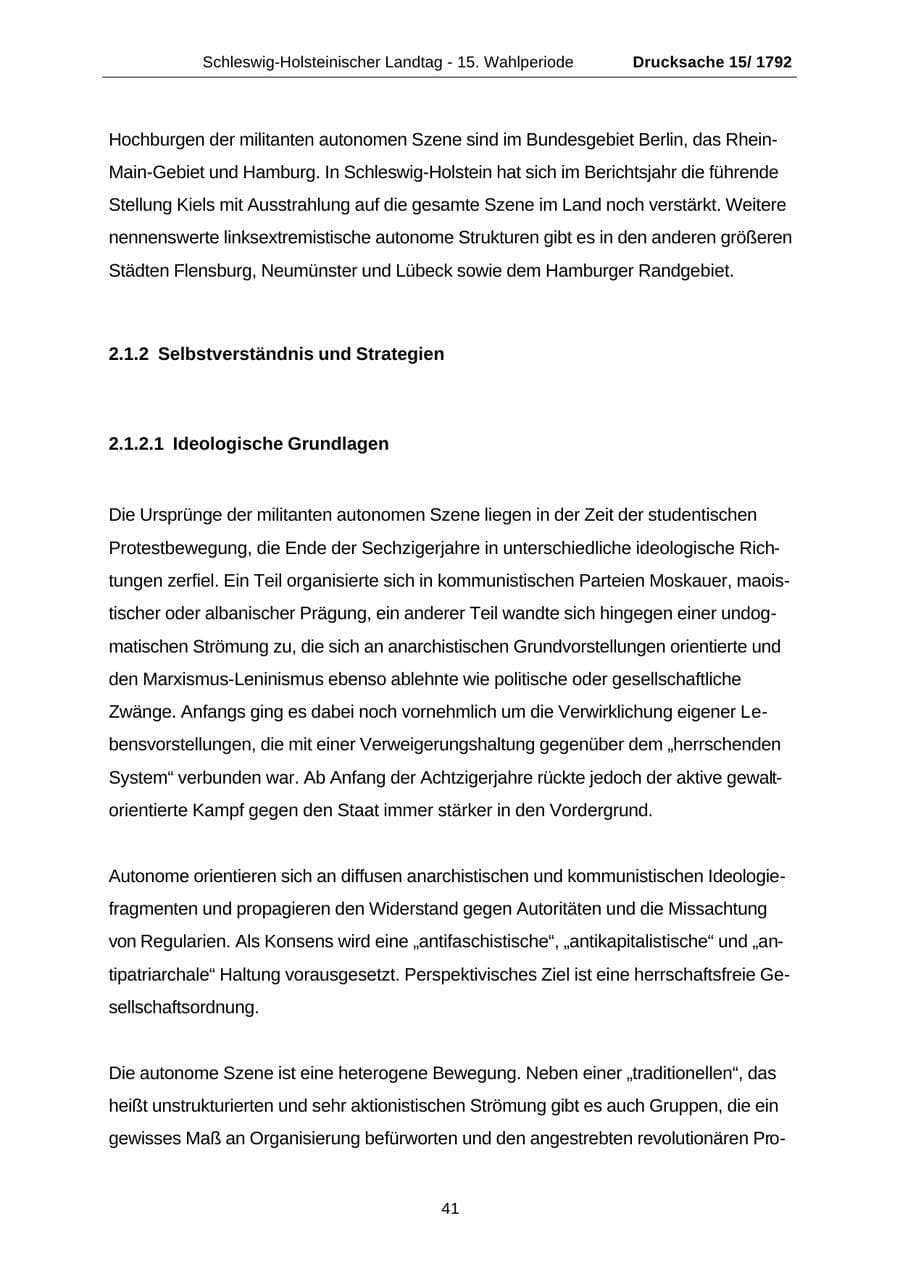 Seite 41 des Verfassungsschutzbericht 2001 Schleswig-Holstein