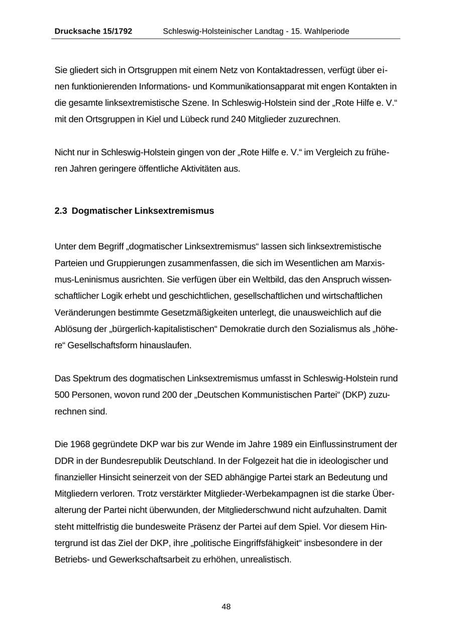 Seite 48 des Verfassungsschutzbericht 2001 Schleswig-Holstein