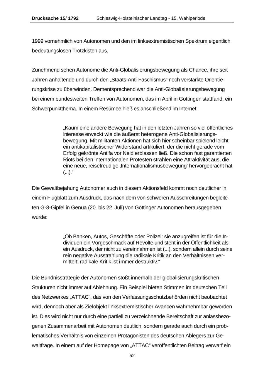 Seite 52 des Verfassungsschutzbericht 2001 Schleswig-Holstein