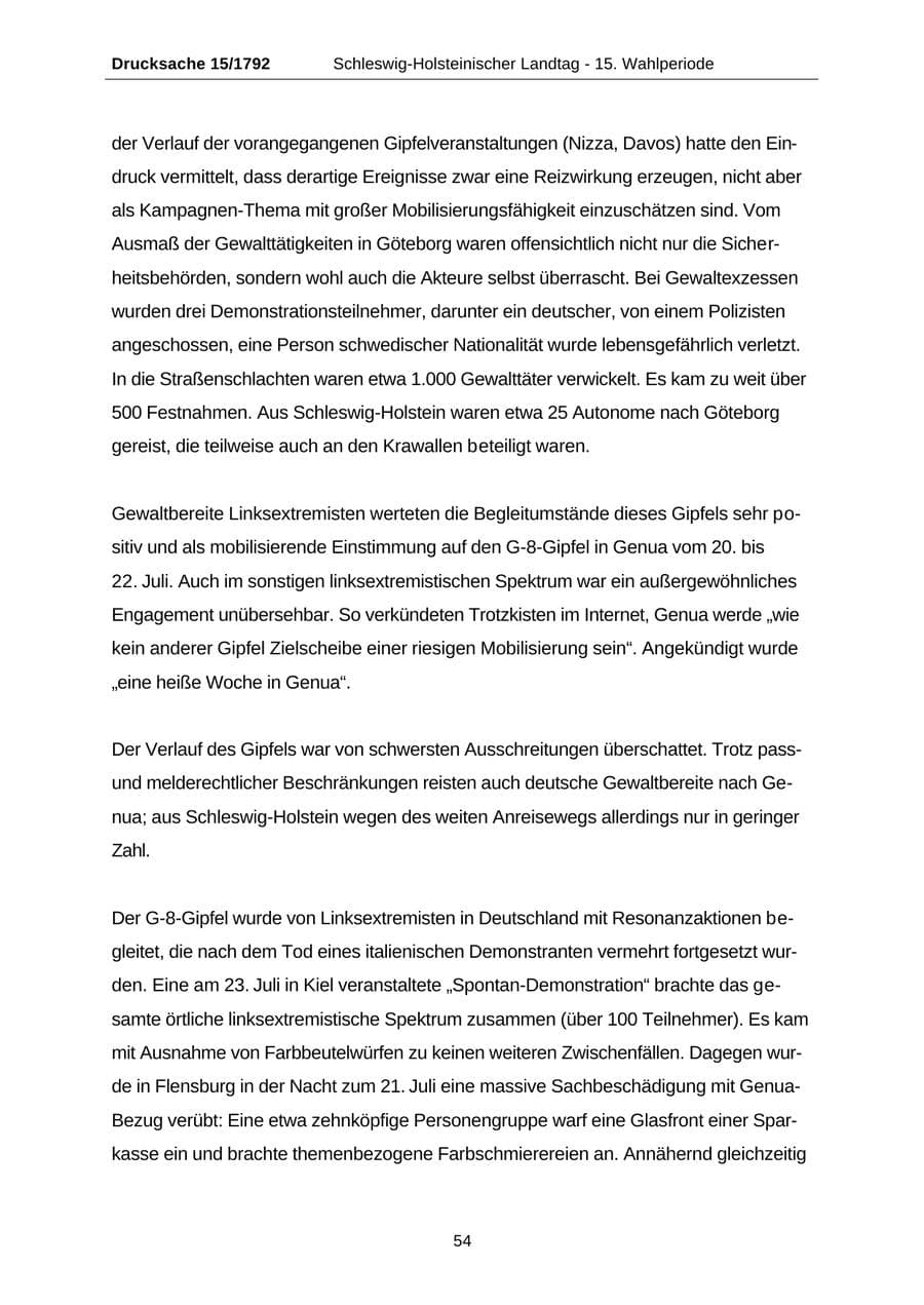 Seite 54 des Verfassungsschutzbericht 2001 Schleswig-Holstein