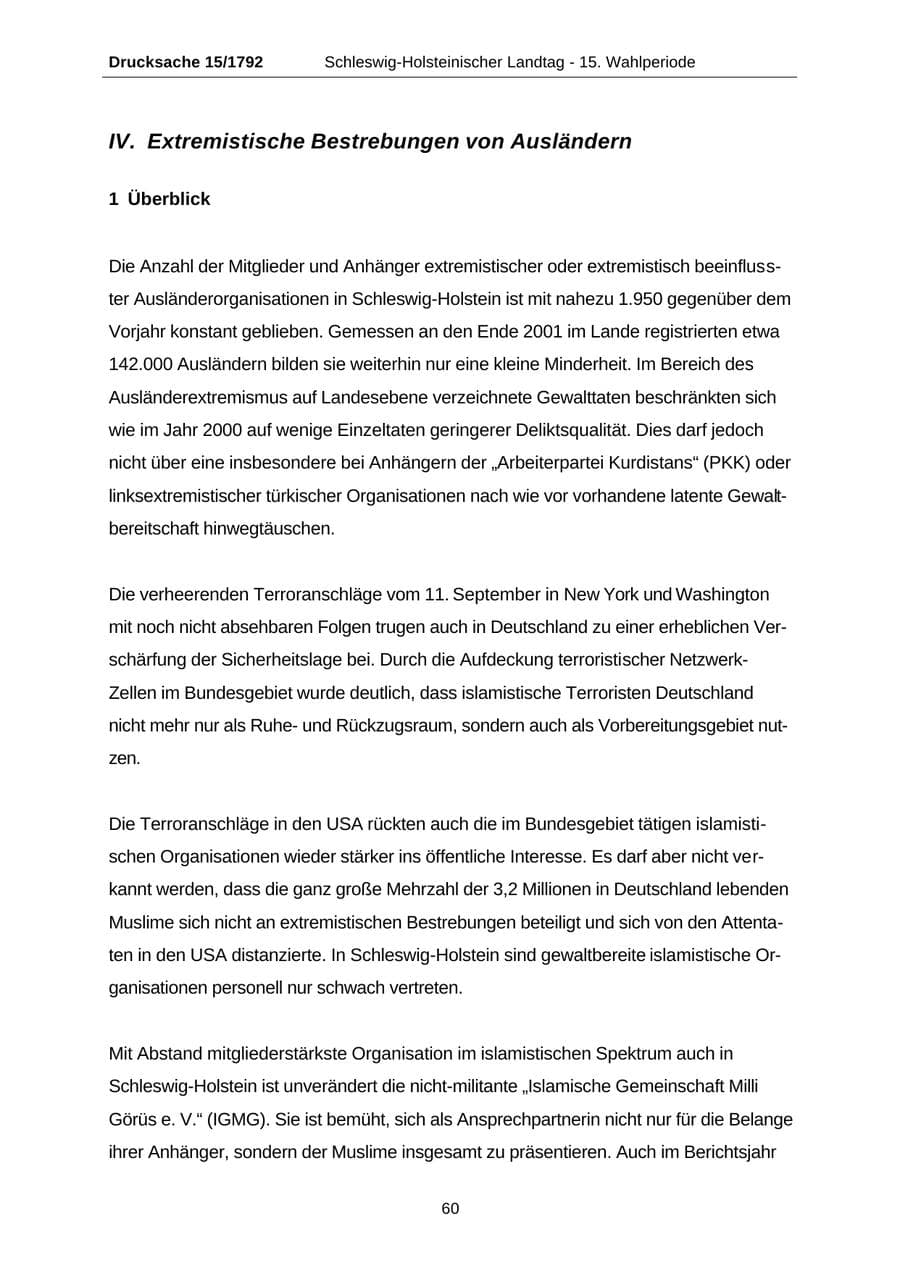Seite 60 des Verfassungsschutzbericht 2001 Schleswig-Holstein