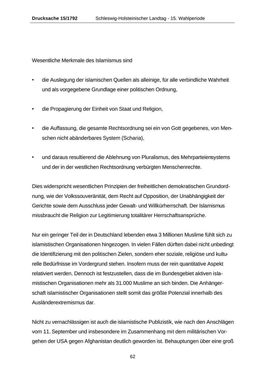 Seite 62 des Verfassungsschutzbericht 2001 Schleswig-Holstein