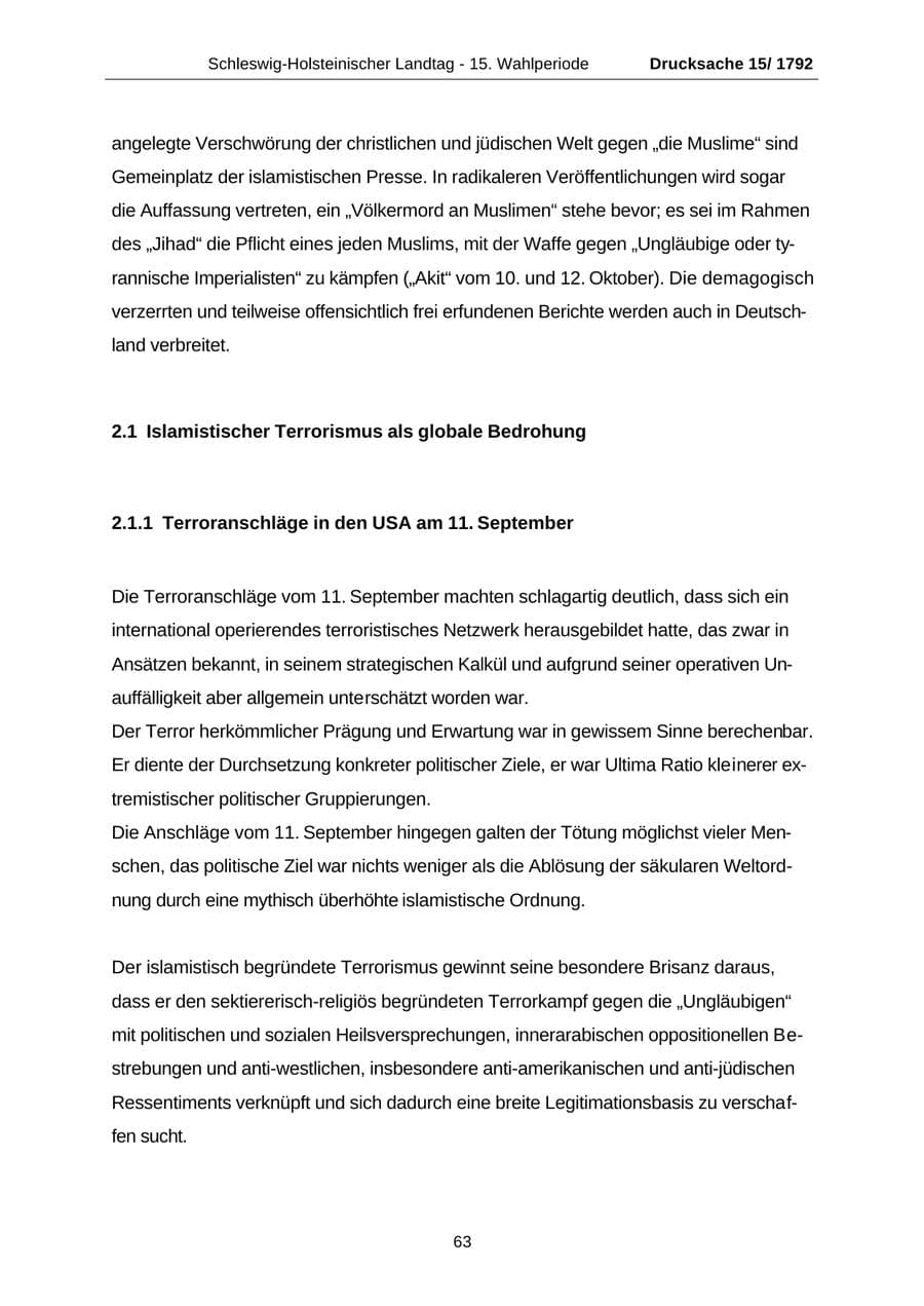 Seite 63 des Verfassungsschutzbericht 2001 Schleswig-Holstein