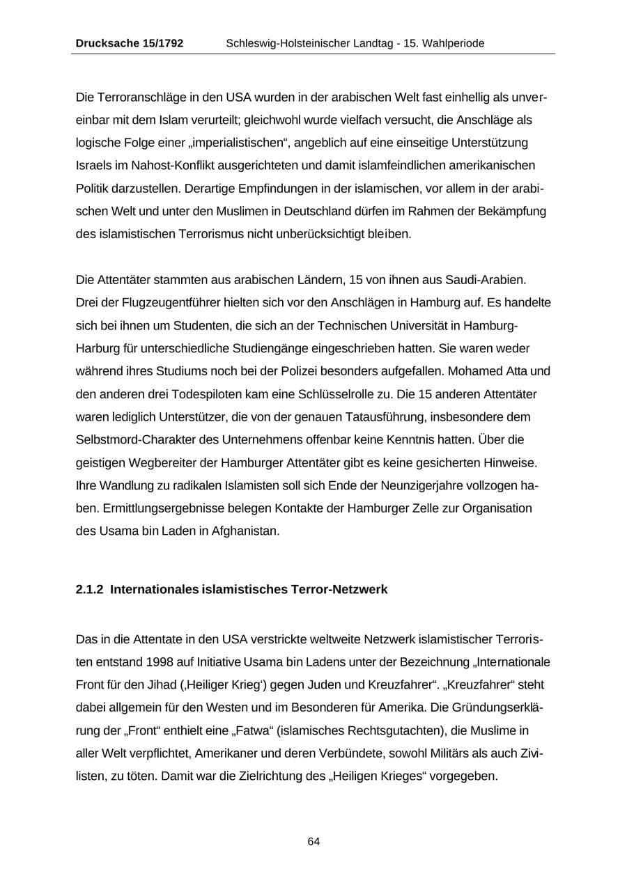 Seite 64 des Verfassungsschutzbericht 2001 Schleswig-Holstein