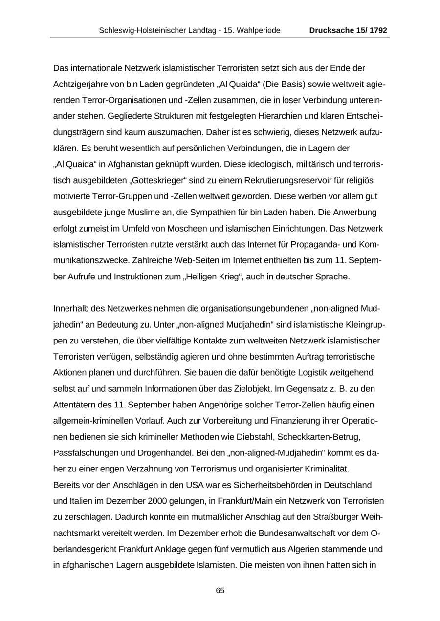 Seite 65 des Verfassungsschutzbericht 2001 Schleswig-Holstein