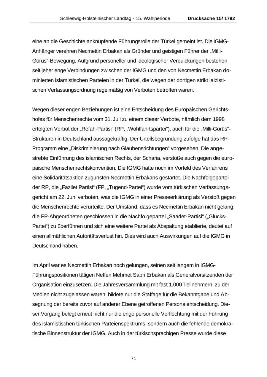 Seite 71 des Verfassungsschutzbericht 2001 Schleswig-Holstein