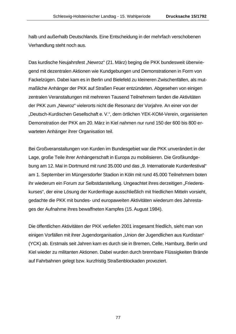 Seite 77 des Verfassungsschutzbericht 2001 Schleswig-Holstein