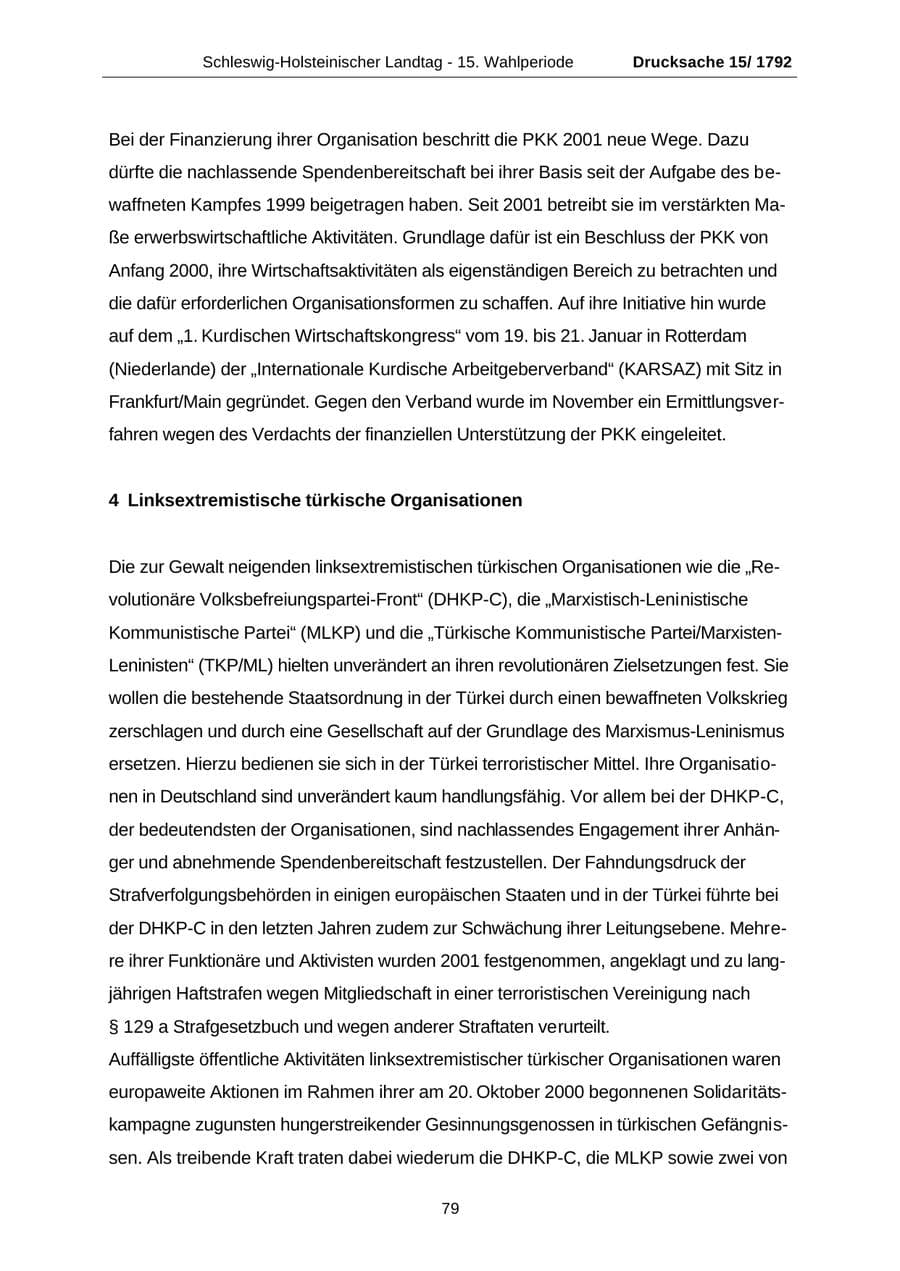 Seite 79 des Verfassungsschutzbericht 2001 Schleswig-Holstein