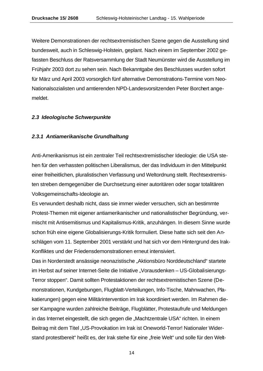 Seite 14 des Verfassungsschutzbericht 2002 Schleswig-Holstein