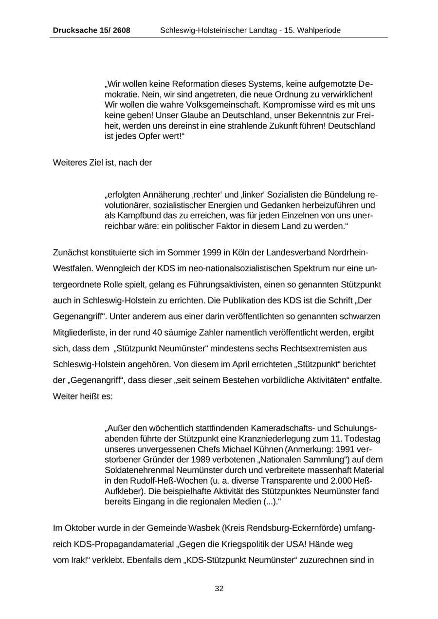 Seite 32 des Verfassungsschutzbericht 2002 Schleswig-Holstein