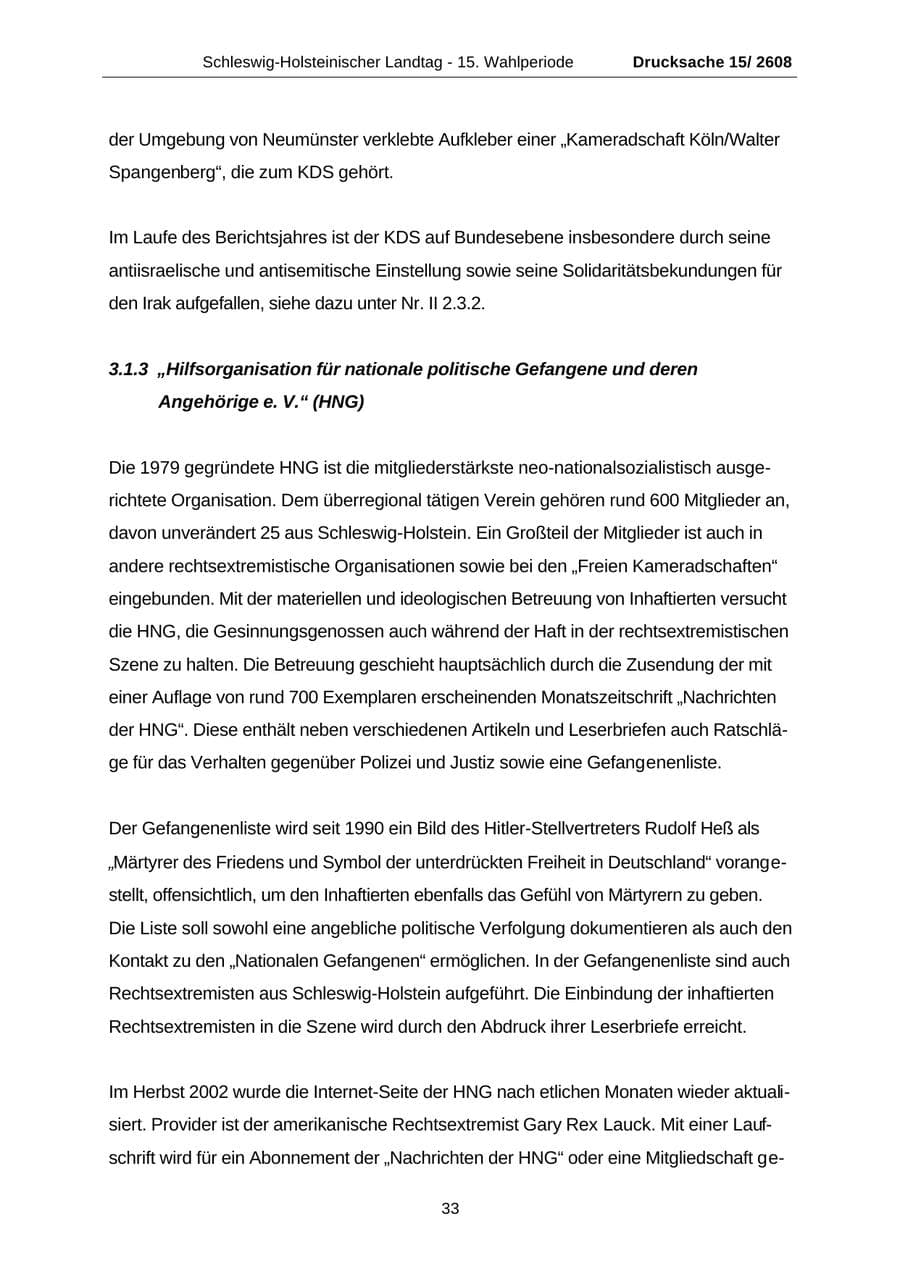 Seite 33 des Verfassungsschutzbericht 2002 Schleswig-Holstein