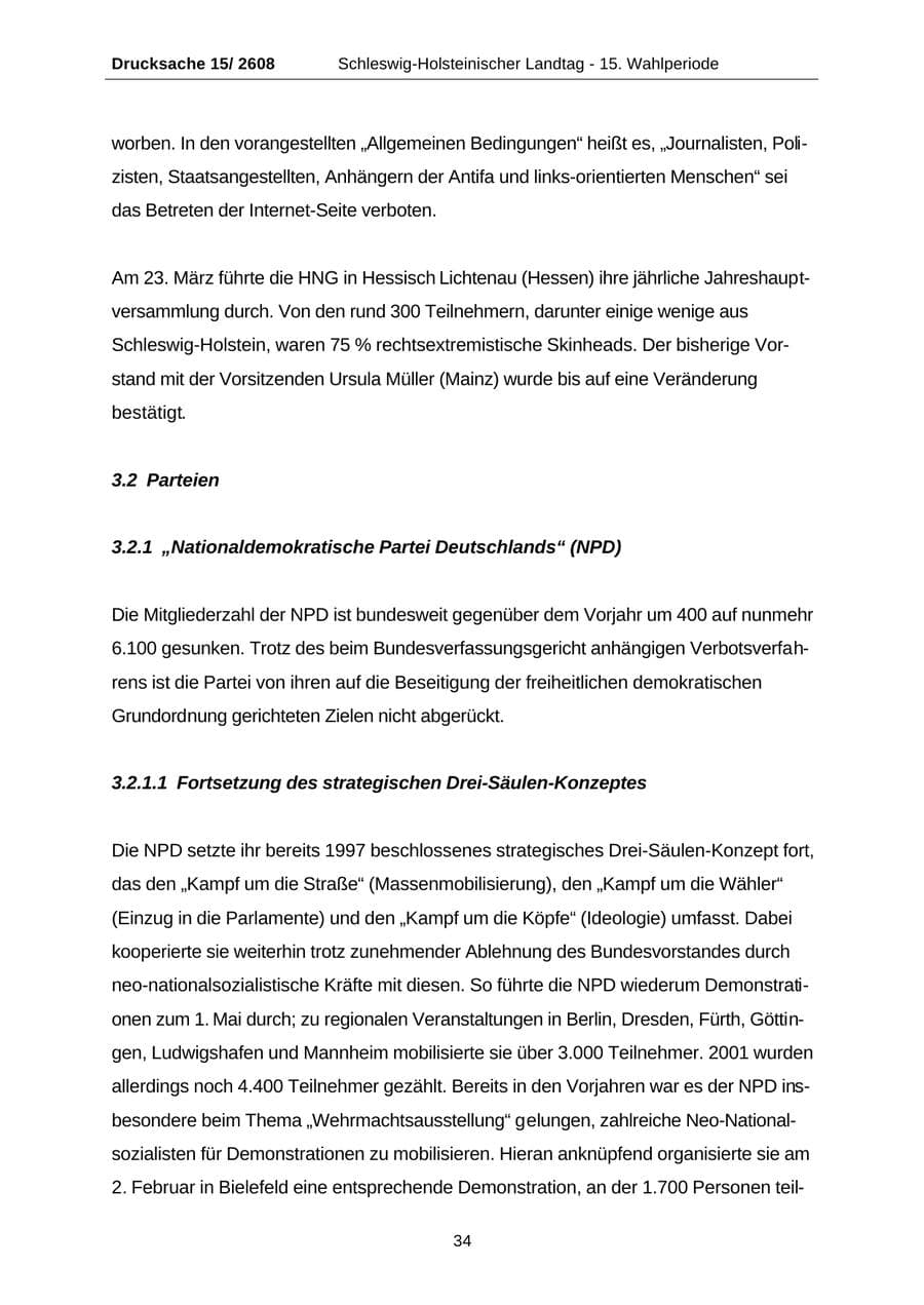 Seite 34 des Verfassungsschutzbericht 2002 Schleswig-Holstein