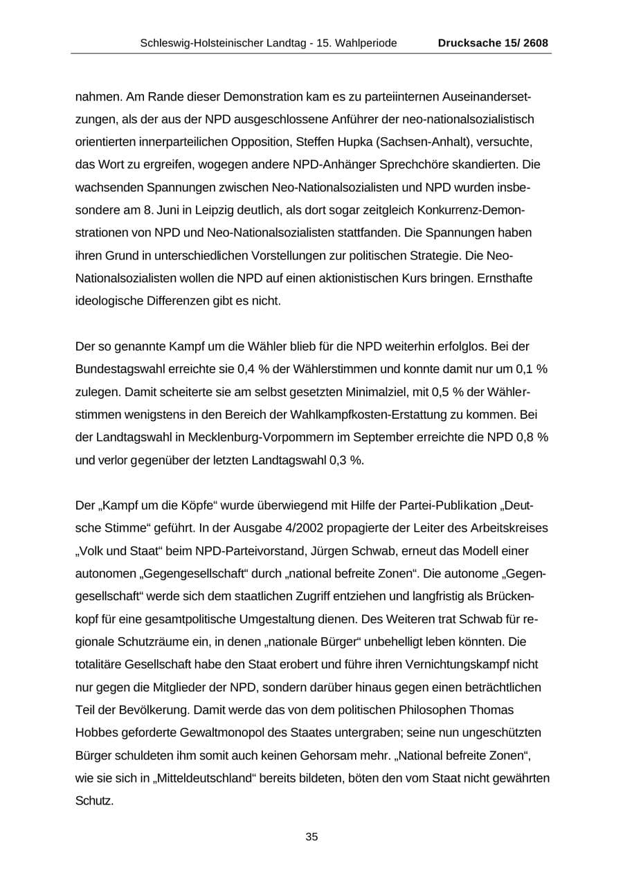Seite 35 des Verfassungsschutzbericht 2002 Schleswig-Holstein