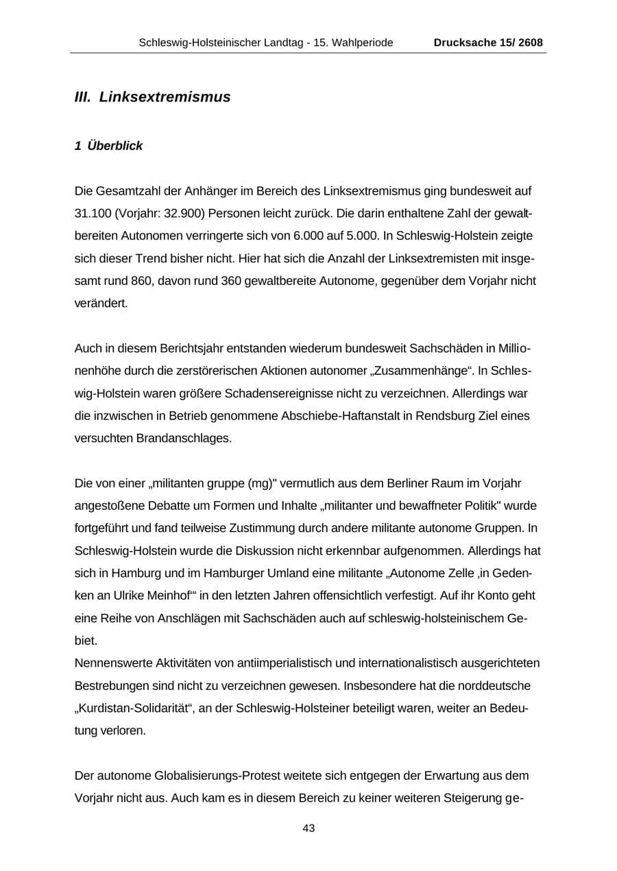 Seite 43 des Verfassungsschutzbericht 2002 Schleswig-Holstein