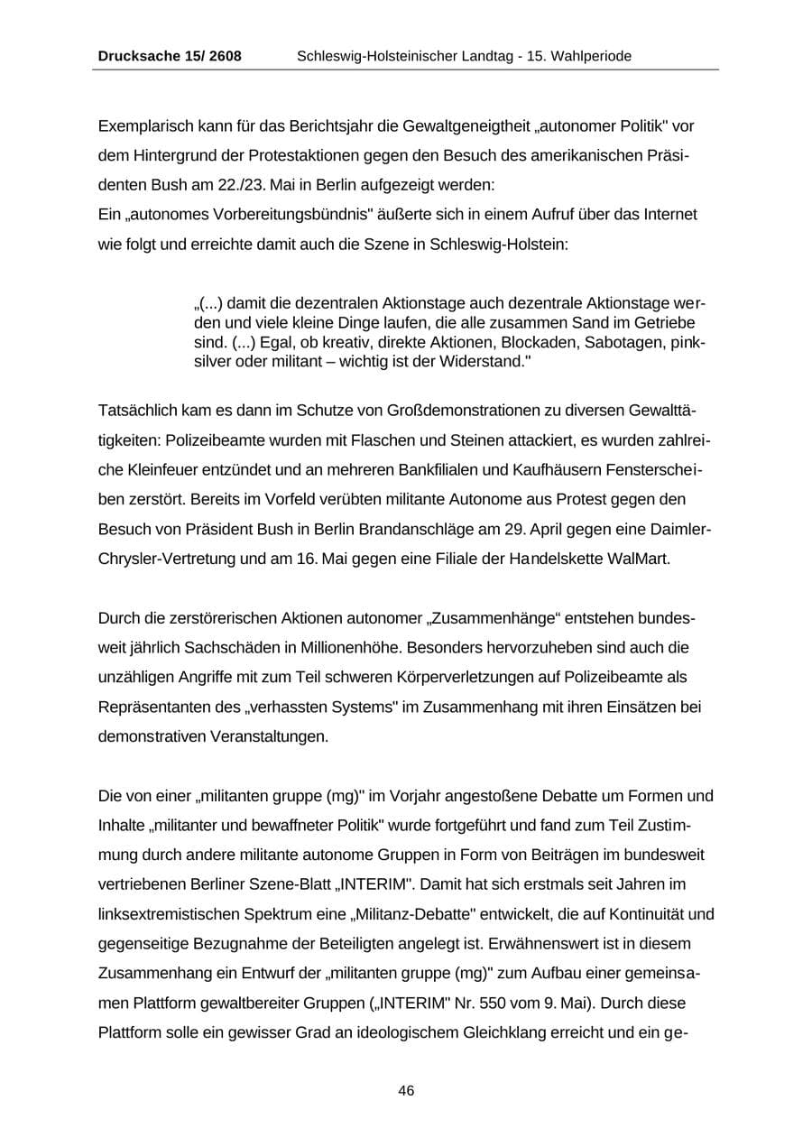 Seite 46 des Verfassungsschutzbericht 2002 Schleswig-Holstein