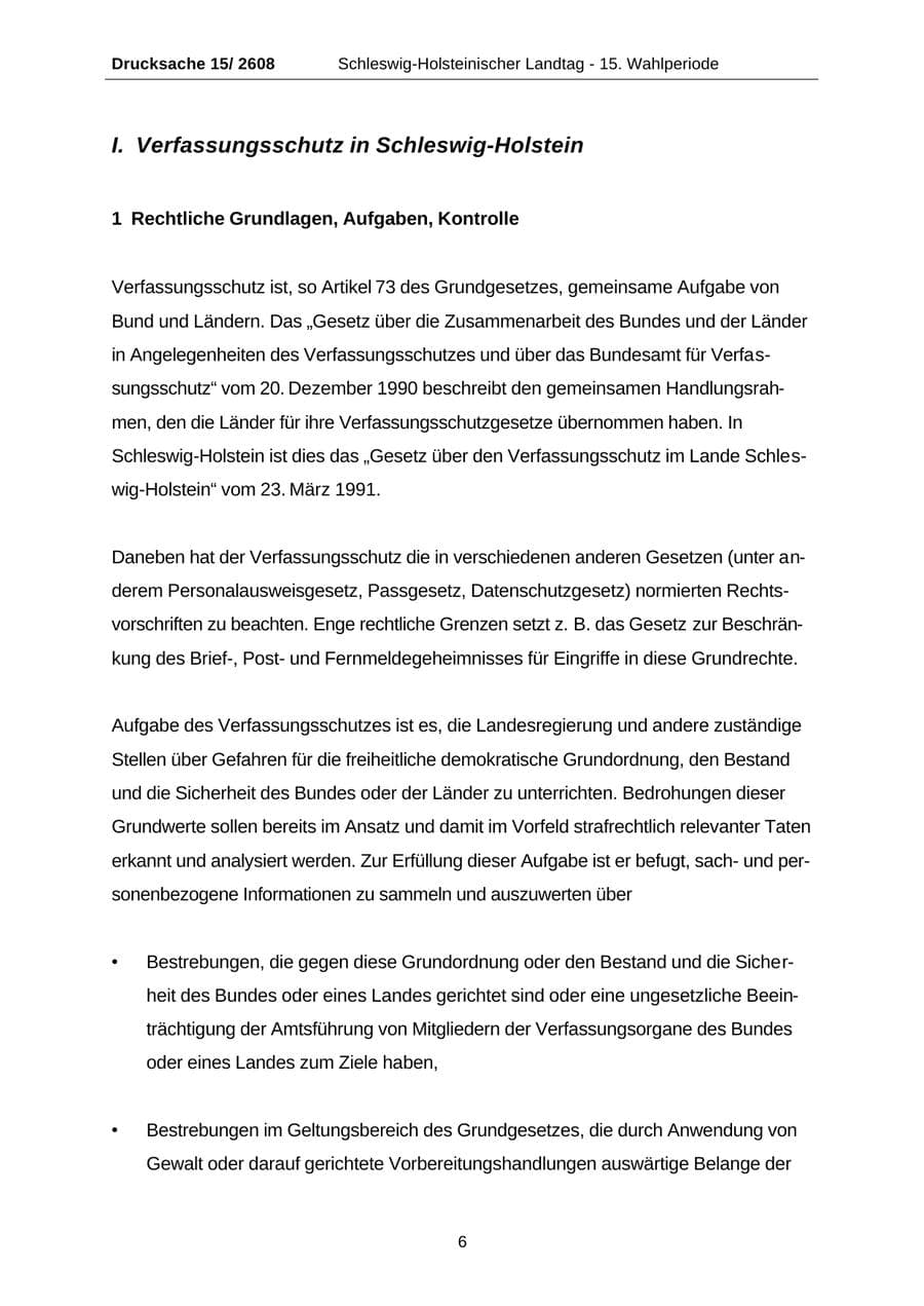 Seite 6 des Verfassungsschutzbericht 2002 Schleswig-Holstein