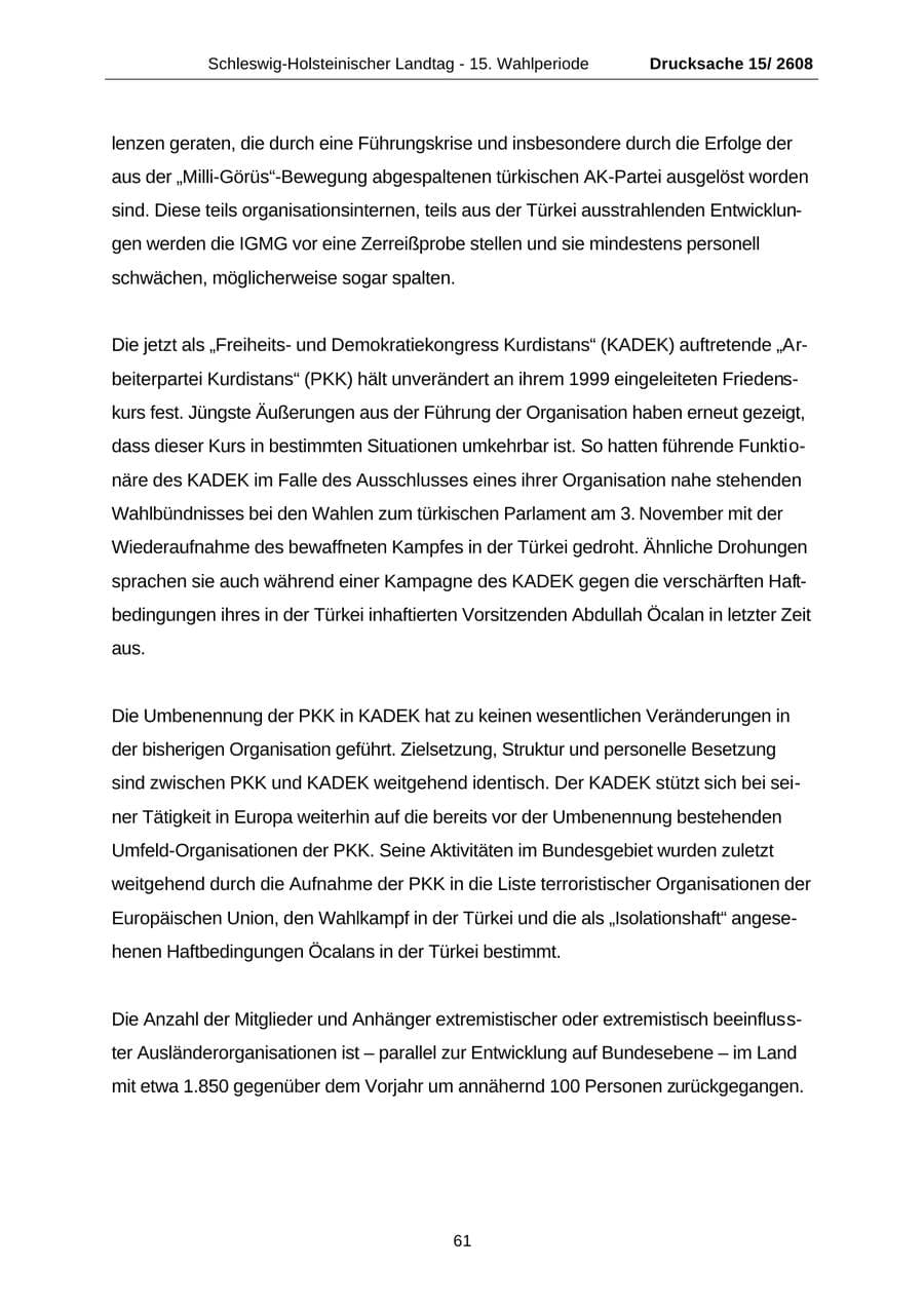 Seite 61 des Verfassungsschutzbericht 2002 Schleswig-Holstein