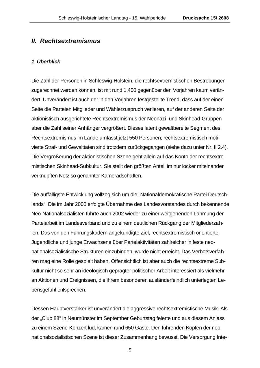 Seite 9 des Verfassungsschutzbericht 2002 Schleswig-Holstein