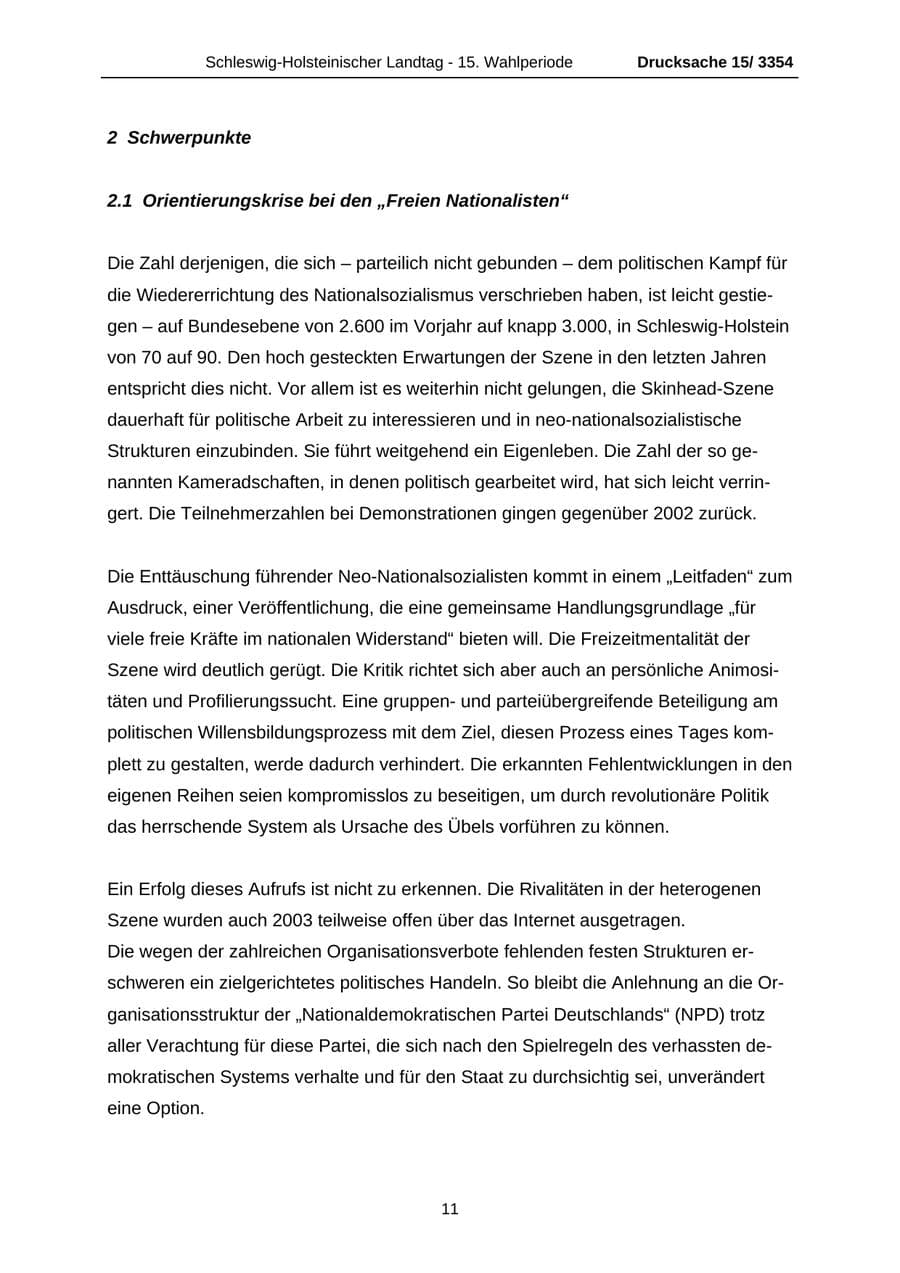 Seite 11 des Verfassungsschutzbericht 2003 Schleswig-Holstein
